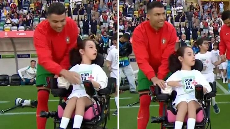 Engelli kıza yardımcı olan Cristiano Ronaldo, gönülleri fethetti